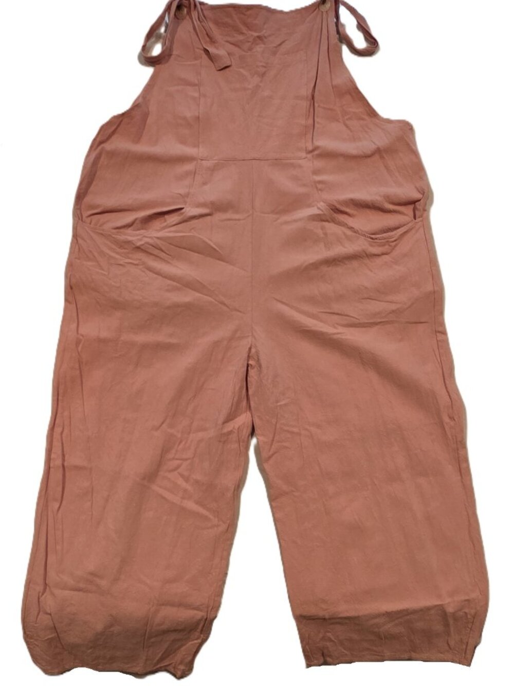 *Women's Jumpsuit Overalls Plus Size Wide Leg Linen Baggy Bib Pants Light Pink*